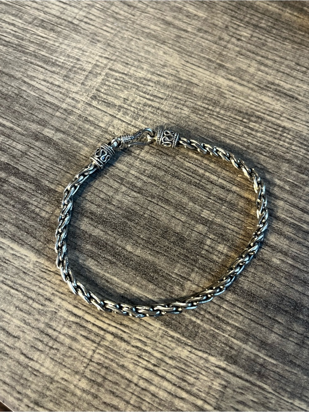 Sterling Silver Braided Rope Bracelet 7”